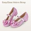 image:imageDREAM PAIRS Girls Dress Shoes Princess Shoes for Toddler Little Girl Mary Jane Low Heels Glitter Flower Party Wedding FootwearPink
