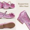 image:imageDREAM PAIRS Girls Dress Shoes Princess Shoes for Toddler Little Girl Mary Jane Low Heels Glitter Flower Party Wedding FootwearPink