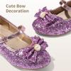 image:imageDREAM PAIRS Girls Dress Shoes Princess Shoes for Toddler Little Girl Mary Jane Low Heels Glitter Flower Party Wedding FootwearPurple
