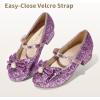 image:imageDREAM PAIRS Girls Dress Shoes Princess Shoes for Toddler Little Girl Mary Jane Low Heels Glitter Flower Party Wedding FootwearPurple