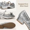 image:imageDREAM PAIRS Girls Dress Shoes Princess Shoes for Toddler Little Girl Mary Jane Low Heels Glitter Flower Party Wedding FootwearSliver