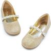 image:imageDREAM PAIRS Girls Mary Jane Dress Shoes Ballerina Flats for Wedding Party ToddlerLittle KidBig KidGoldGlittert