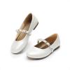 image:imageDREAM PAIRS Girls Mary Jane Dress Shoes Ballerina Flats for Wedding Party ToddlerLittle KidBig KidIvory W