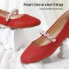 image:imageDREAM PAIRS Girls Mary Jane Dress Shoes Ballerina Flats for Wedding Party ToddlerLittle KidBig KidRedGlitter