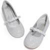 image:imageDREAM PAIRS Girls Mary Jane Dress Shoes Ballerina Flats for Wedding Party ToddlerLittle KidBig KidSilverGlittert