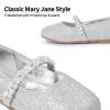 image:imageDREAM PAIRS Girls Mary Jane Dress Shoes Ballerina Flats for Wedding Party ToddlerLittle KidBig KidSilverGlittert