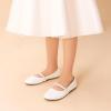 image:imageDREAM PAIRS Girls Mary Jane Dress Shoes Ballerina Flats for Wedding Party ToddlerLittle KidBig KidWhitePat