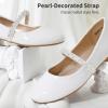 image:imageDREAM PAIRS Girls Mary Jane Dress Shoes Ballerina Flats for Wedding Party ToddlerLittle KidBig KidWhitePat