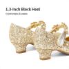image:imageDREAM PAIRS Girls Mary Jane Dress Shoes Pumps Low Heels Flower Party Wedding PrincessGoldglitter