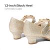 image:imageDREAM PAIRS Girls Mary Jane Dress Shoes Pumps Low Heels Flower Party Wedding PrincessLight Gold