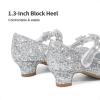 image:imageDREAM PAIRS Girls Mary Jane Dress Shoes Pumps Low Heels Flower Party Wedding PrincessSilverglitter