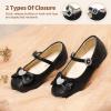 image:imageDREAM PAIRS Girls Mary Jane Dress Shoes for Toddler Heart Rhinestone Front Bow Ballerina Flat ToddlerLittle KidBlack