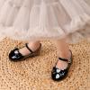 image:imageDREAM PAIRS Girls Mary Jane Dress Shoes for Toddler Heart Rhinestone Front Bow Ballerina Flat ToddlerLittle KidBlackpat