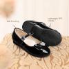 image:imageDREAM PAIRS Girls Mary Jane Dress Shoes for Toddler Heart Rhinestone Front Bow Ballerina Flat ToddlerLittle KidBlackpat