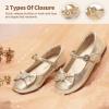 image:imageDREAM PAIRS Girls Mary Jane Dress Shoes for Toddler Heart Rhinestone Front Bow Ballerina Flat ToddlerLittle KidGold