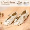 image:imageDREAM PAIRS Girls Mary Jane Dress Shoes for Toddler Heart Rhinestone Front Bow Ballerina Flat ToddlerLittle KidIvoryPu