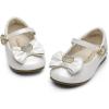 image:imageDREAM PAIRS Girls Mary Jane Dress Shoes for Toddler Heart Rhinestone Front Bow Ballerina Flat ToddlerLittle KidIvoryPu
