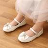 image:imageDREAM PAIRS Girls Mary Jane Dress Shoes for Toddler Heart Rhinestone Front Bow Ballerina Flat ToddlerLittle KidIvoryPu