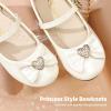 image:imageDREAM PAIRS Girls Mary Jane Dress Shoes for Toddler Heart Rhinestone Front Bow Ballerina Flat ToddlerLittle KidIvoryPu