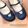 image:imageDREAM PAIRS Girls Mary Jane Dress Shoes for Toddler Heart Rhinestone Front Bow Ballerina Flat ToddlerLittle KidNavySatin