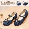 image:imageDREAM PAIRS Girls Mary Jane Dress Shoes for Toddler Heart Rhinestone Front Bow Ballerina Flat ToddlerLittle KidNavySatin