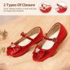 image:imageDREAM PAIRS Girls Mary Jane Dress Shoes for Toddler Heart Rhinestone Front Bow Ballerina Flat ToddlerLittle KidRed