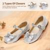 image:imageDREAM PAIRS Girls Mary Jane Dress Shoes for Toddler Heart Rhinestone Front Bow Ballerina Flat ToddlerLittle KidSilver