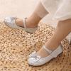 image:imageDREAM PAIRS Girls Mary Jane Dress Shoes for Toddler Heart Rhinestone Front Bow Ballerina Flat ToddlerLittle KidSilver