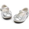 image:imageDREAM PAIRS Girls Mary Jane Dress Shoes for Toddler Heart Rhinestone Front Bow Ballerina Flat ToddlerLittle KidSilver