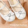 image:imageDREAM PAIRS Girls Mary Jane Dress Shoes for Toddler Heart Rhinestone Front Bow Ballerina Flat ToddlerLittle KidWhite