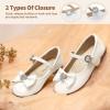 image:imageDREAM PAIRS Girls Mary Jane Dress Shoes for Toddler Heart Rhinestone Front Bow Ballerina Flat ToddlerLittle KidWhitePat