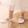 image:imageDREAM PAIRS Girls Mary Jane Dress Shoes for Toddler Heart Rhinestone Front Bow Ballerina Flat ToddlerLittle KidWhitePat