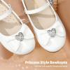 image:imageDREAM PAIRS Girls Mary Jane Dress Shoes for Toddler Heart Rhinestone Front Bow Ballerina Flat ToddlerLittle KidWhitePat