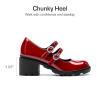 image:imageDREAM PAIRS Mary Jane Shoes for Girls Platform School Uniform Party Chunky Dress Heel Double Straps Flats for Little Big KidRed