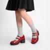 image:imageDREAM PAIRS Mary Jane Shoes for Girls Platform School Uniform Party Chunky Dress Heel Double Straps Flats for Little Big KidRed