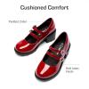image:imageDREAM PAIRS Mary Jane Shoes for Girls Platform School Uniform Party Chunky Dress Heel Double Straps Flats for Little Big KidRed