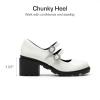 image:imageDREAM PAIRS Mary Jane Shoes for Girls Platform School Uniform Party Chunky Dress Heel Double Straps Flats for Little Big KidWhite