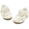 image:imageDREAM PAIRS Toddler Girls Dress Shoes Mary Jane Flats Girls School Uniform Flats Bow Ballerina ShoesIvorySatin