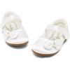 image:imageDREAM PAIRS Toddler Girls Dress Shoes Mary Jane Flats Girls School Uniform Flats Bow Ballerina ShoesWhiteSatin