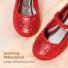image:imageDREAM PAIRS Toddler Girls Dress Shoes Mary Jane Rhinestone Ballerina Flat for Party Birthday Performance WeddingRed