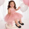 image:imageDREAM PAIRS Toddler Little Girls Dress Shoes Flower Girl Mary Jane Ballet Flat Shoes with Pearl Ankle Strap amp Satin Bow for WeddingPartyBlack