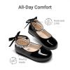 image:imageDREAM PAIRS Toddler Little Girls Dress Shoes Flower Girl Mary Jane Ballet Flat Shoes with Pearl Ankle Strap amp Satin Bow for WeddingPartyBlack