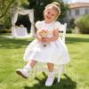image:imageDREAM PAIRS Toddler Little Girls Dress Shoes Flower Girl Mary Jane Ballet Flat Shoes with Pearl Ankle Strap amp Satin Bow for WeddingPartyWhite