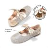 image:imageDream Pairs Girls Ballerina Flats Mary Jane Front Bow Dress ShoesGoldrhinestone