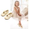 image:imageDream Pairs Girls Dress Shoes Mary Jane Flower Girl Bow Ballet Flats for Wedding Party ToddlerLittle KidSophia22gold