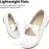 image:imageDream Pairs Girls Dress Shoes Mary Jane Flower Girl Bow Ballet Flats for Wedding Party ToddlerLittle KidWhite