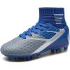 image:imageDREAM PAIRS Boys Girls Soccer Cleats Youth Firm Groud Outdoor Sport Athletic High Top Football Shoes for LittleBig KidBlueWhiteGrey