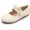 image:imageDREAM PAIRS Flower Girl Ballet Flats Pearls Bow Ballerina Mary Jane Dress Shoes SDFL2315K Ivory 13 Little Kid