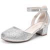 image:imageDREAM PAIRS Girls Dress Shoes Closed Toe High Heels Ankle Strap Toddler Little Big Kid Wedding Flower Party PumpSilver