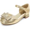 image:imageDREAM PAIRS Girls Dress Shoes Closed Toe Low Heels Ankle Strap Bow Ballet Wedding Party Sandals Princess Flower Shoes for Little KidGold